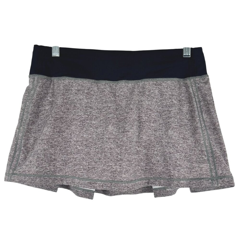 Lululemon Pace Rival Skirt Skort Size 6 Heathered‎ Gray Black Athletic SS-2181